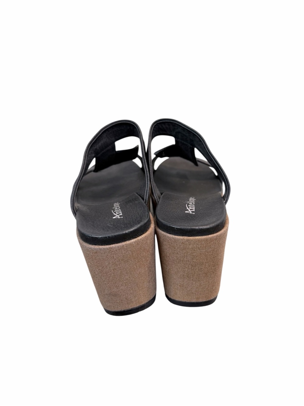 Antelope Black Leather Platform Wedge Sandals Boho Chic Comfort Slides Size 8.5 - Picture 7 of 10